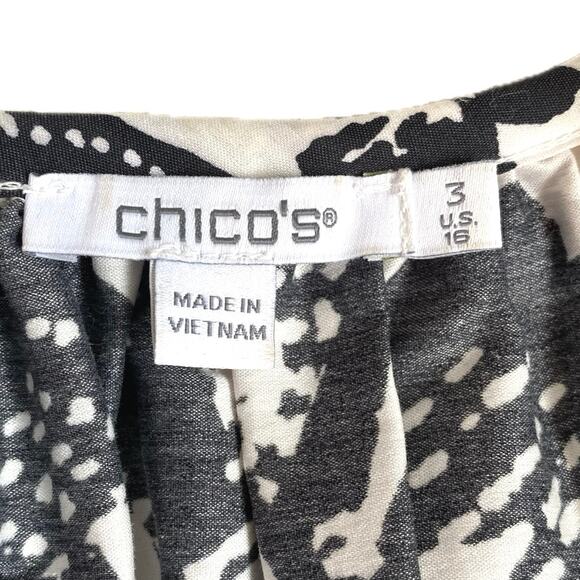 NEW CHICO’S Puff Sleeve Tiered Maxi Dress SZ 16 Pockets Poplin Floral Boho Beach - Picture 10 of 11